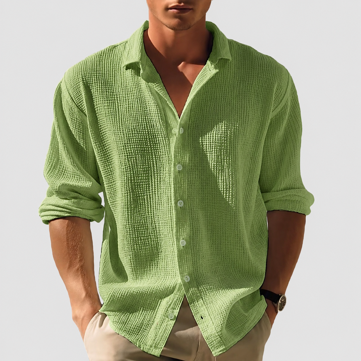 Langærmet button-down-skjorte til mænd