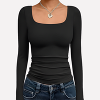 Langærmet crop top med firkantet udskæring til kvinder
