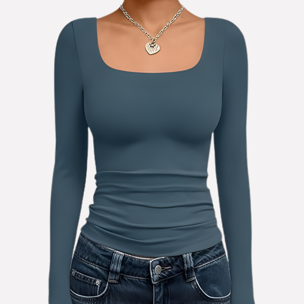 Langærmet crop top med firkantet udskæring til kvinder