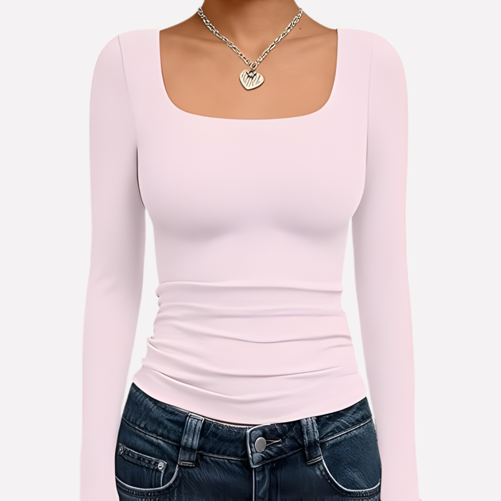 Langærmet crop top med firkantet udskæring til kvinder