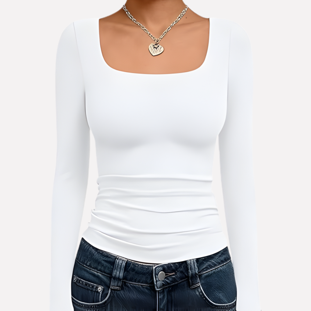 Langærmet crop top med firkantet udskæring til kvinder