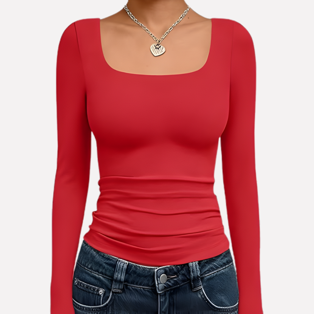 Langærmet crop top med firkantet udskæring til kvinder