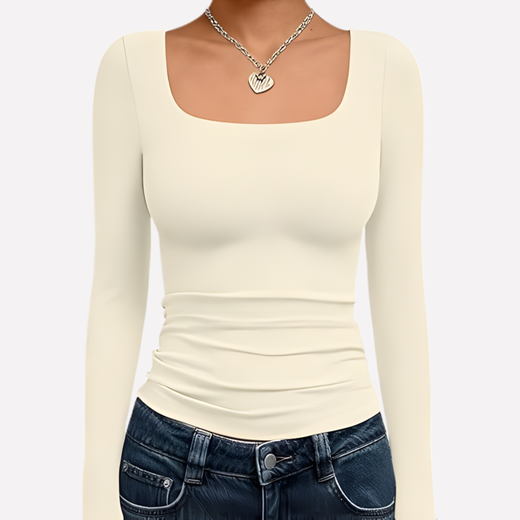Langærmet crop top med firkantet udskæring til kvinder