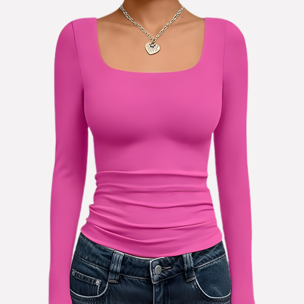 Langærmet crop top med firkantet udskæring til kvinder