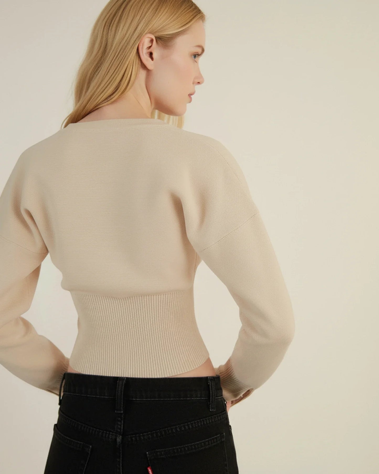 Langærmet cropped cardigan til damer