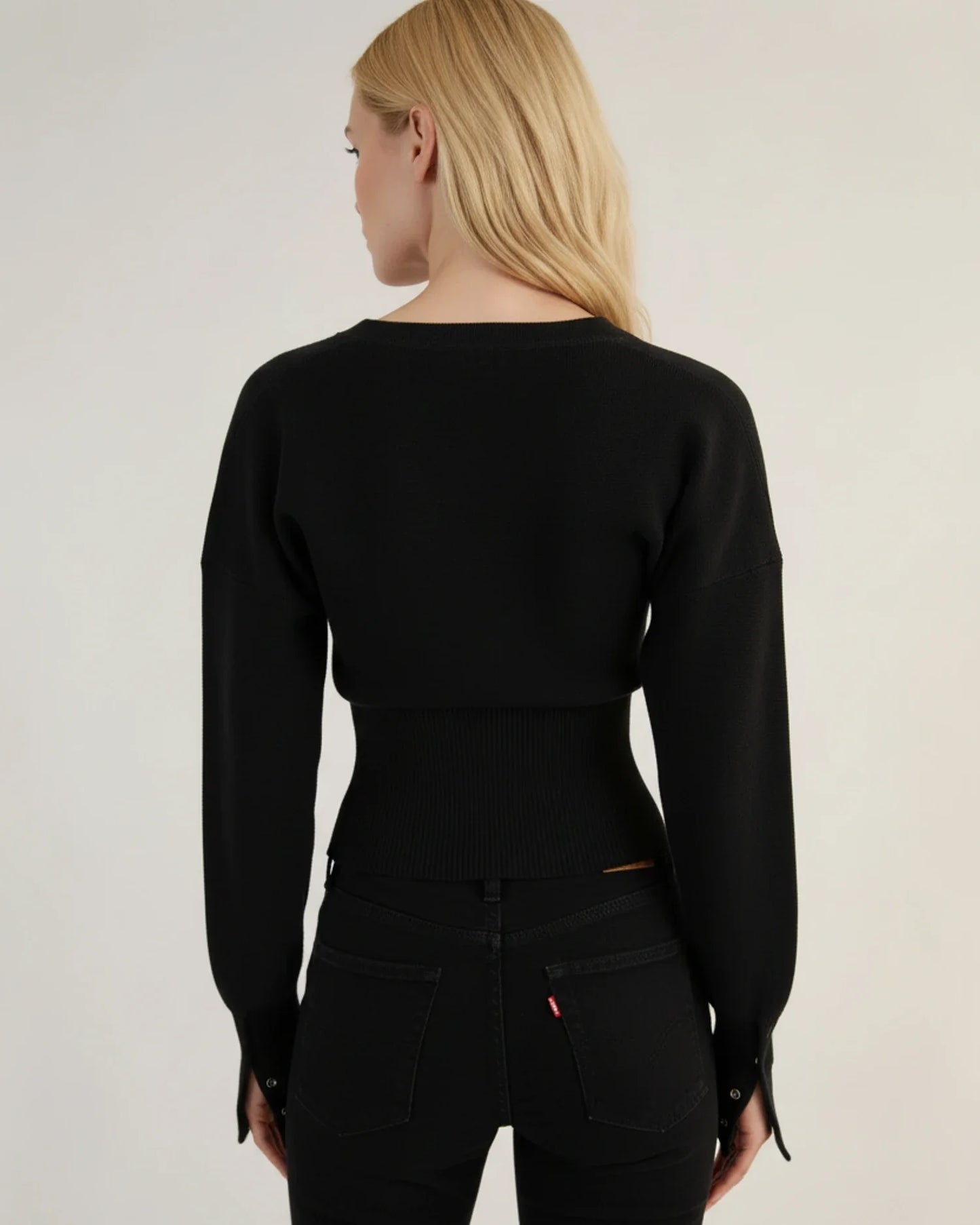 Langærmet cropped cardigan til damer
