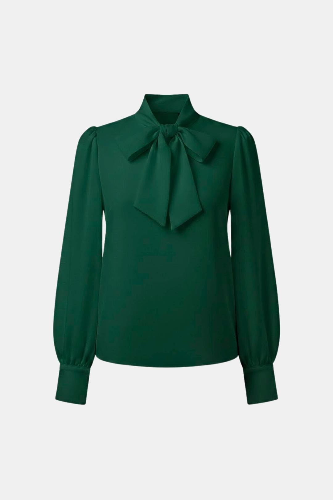 Langærmet damebluse med sløjfekrave