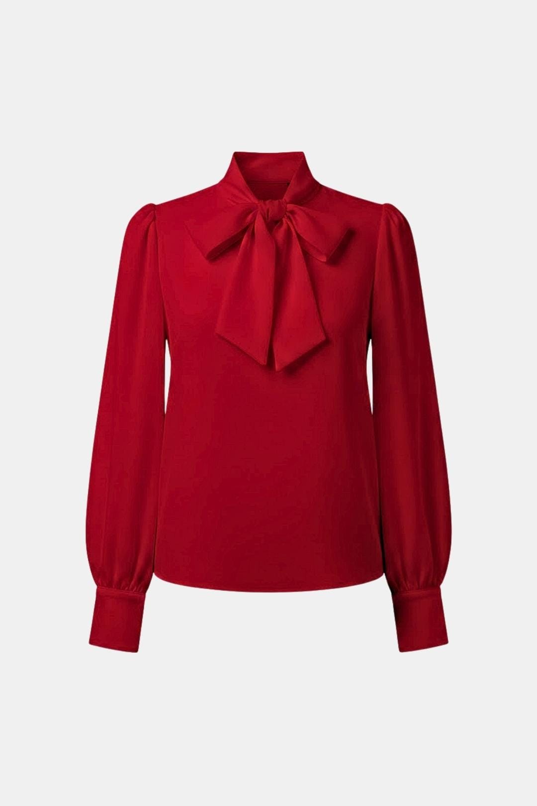 Langærmet damebluse med sløjfekrave