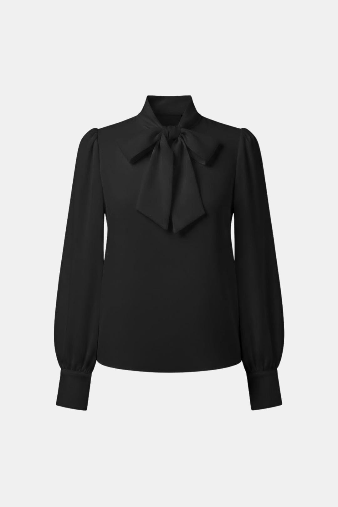 Langærmet damebluse med sløjfekrave