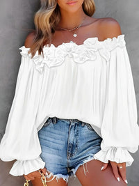 Langærmet off-shoulder-bluse til damer