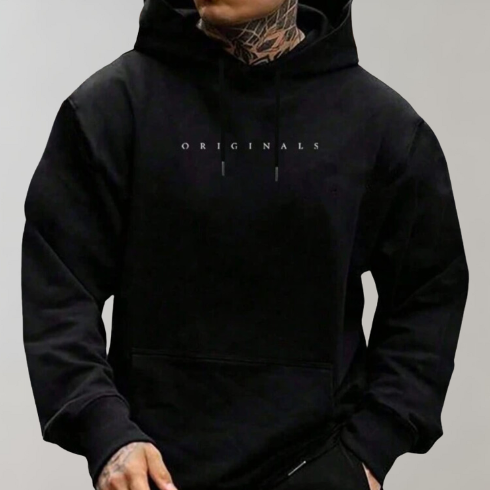 Langærmet pullover-hættetrøje til herrer