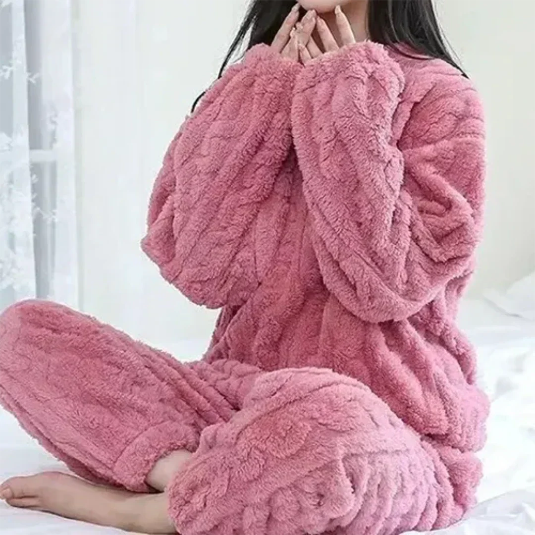 Langærmet pyjamassæt med afslappet pasform til damer