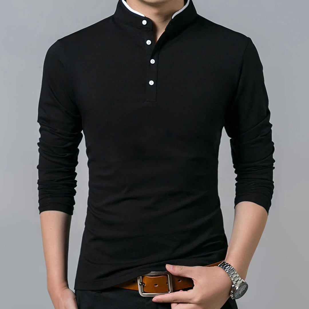 Langærmet slim fit-poloshirt til herrer