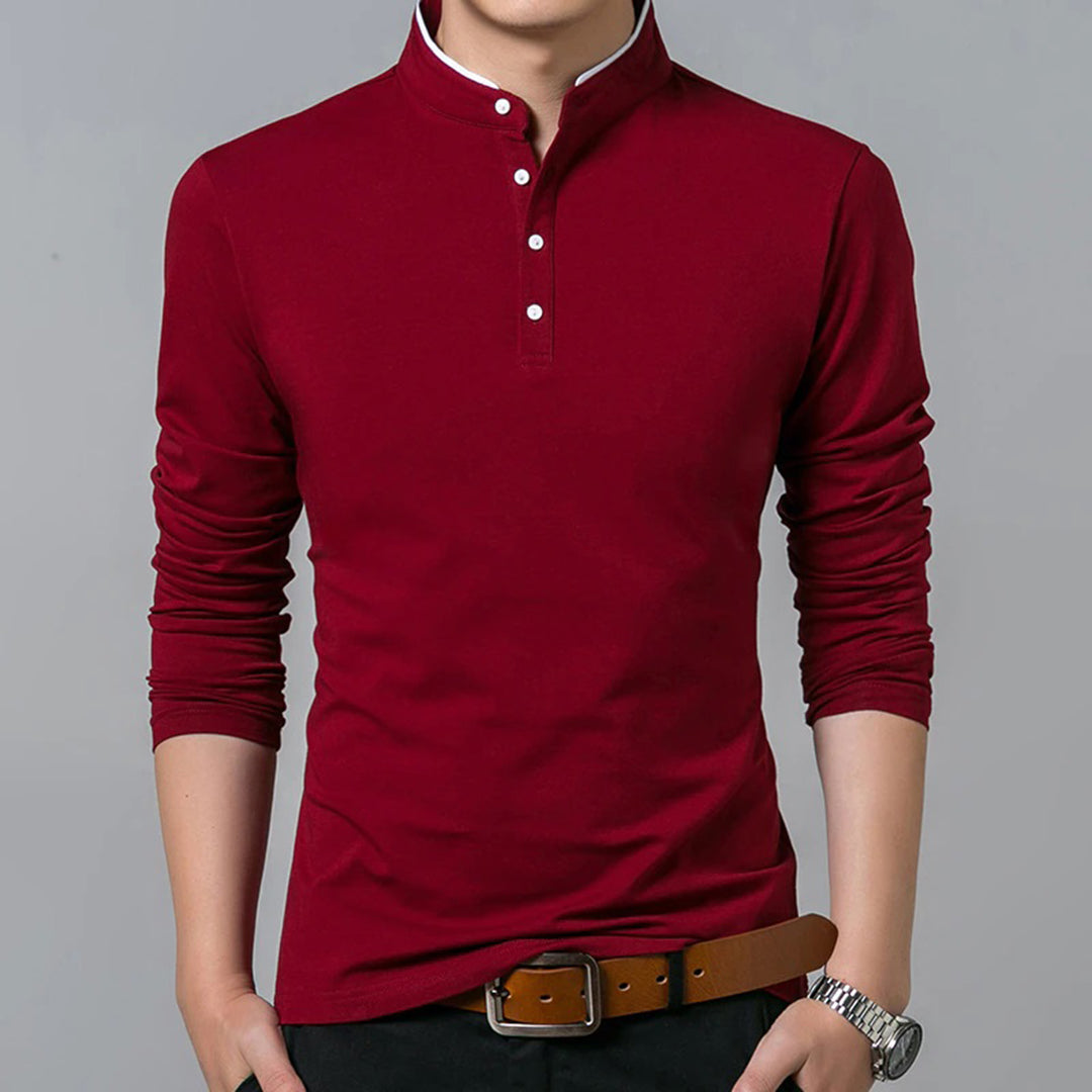 Langærmet slim fit-poloshirt til herrer