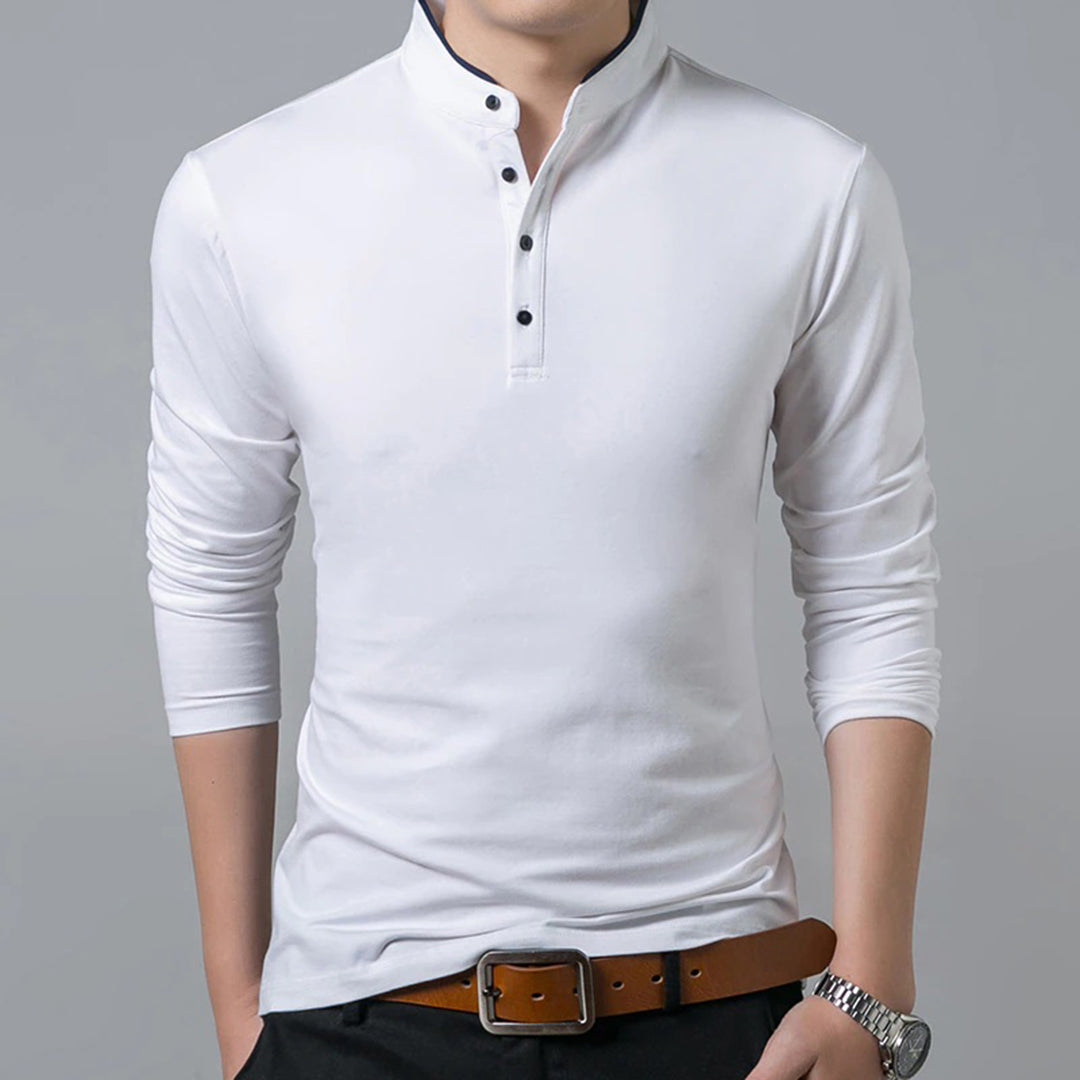 Langærmet slim fit-poloshirt til herrer