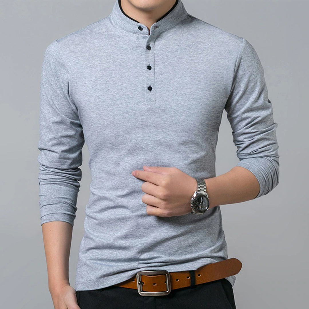 Langærmet slim fit-poloshirt til herrer