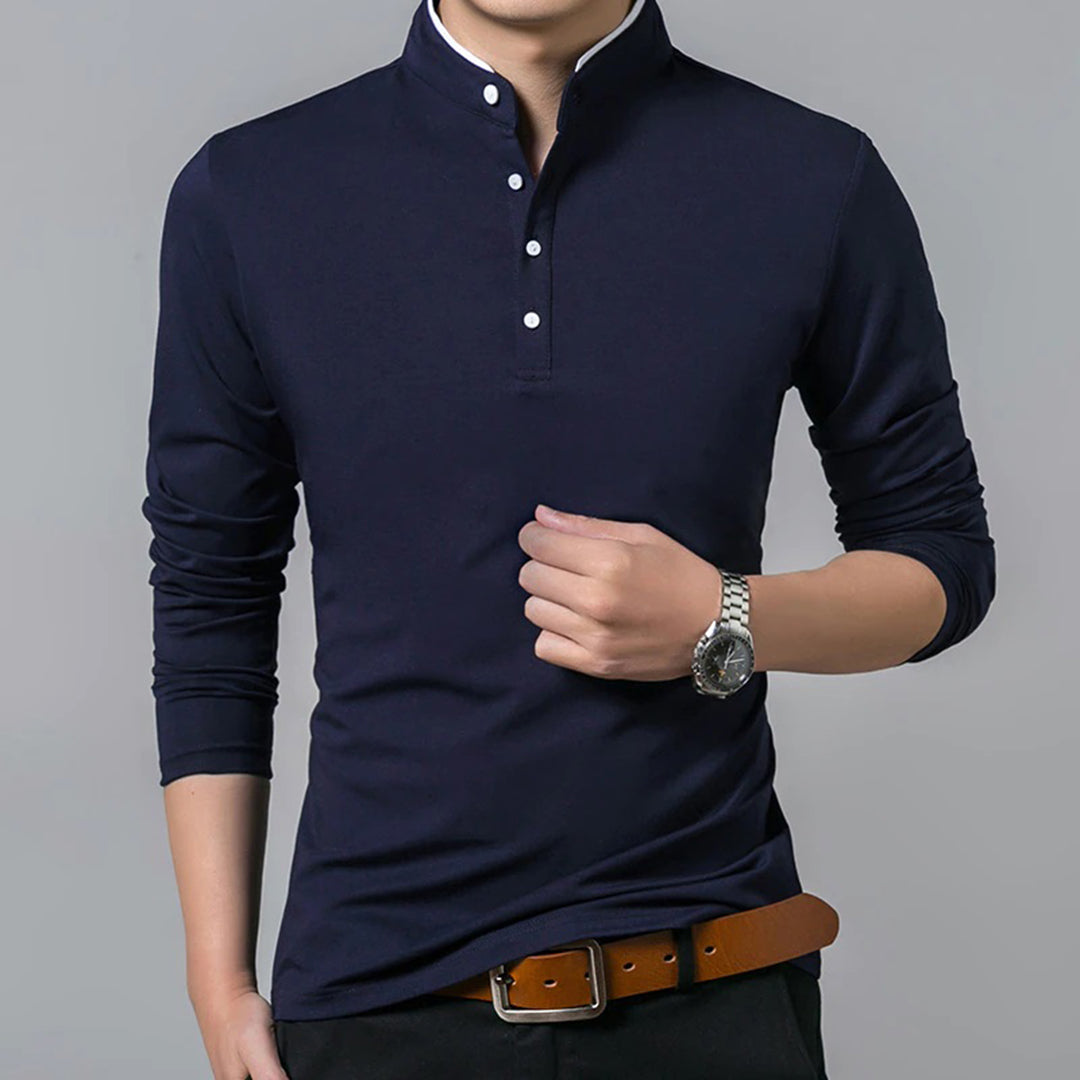 Langærmet slim fit-poloshirt til herrer