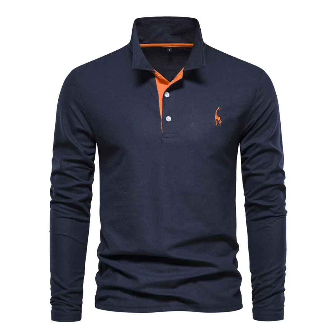 Langærmet slim fit poloshirt til mænd