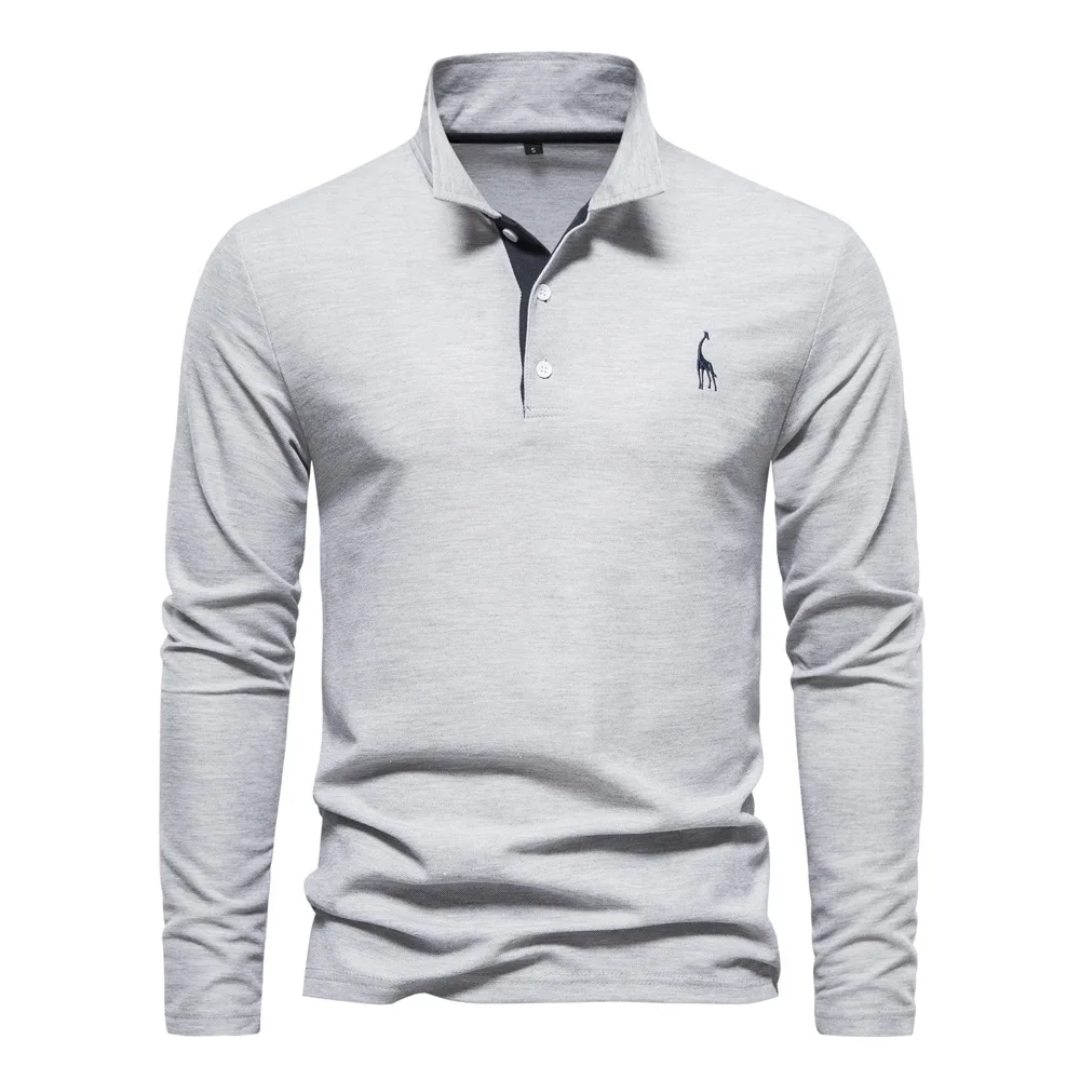 Langærmet slim fit poloshirt til mænd