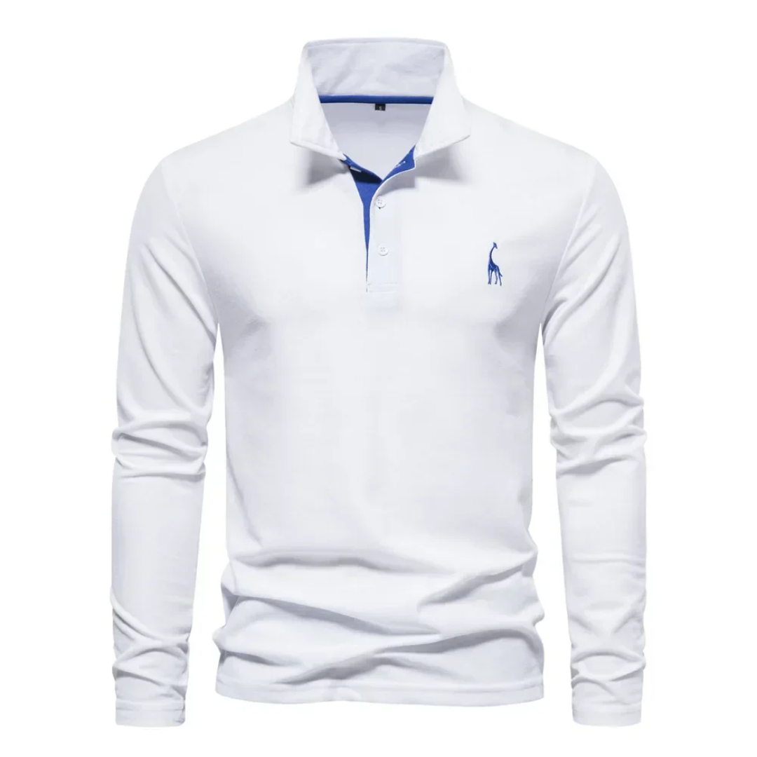 Langærmet slim fit poloshirt til mænd
