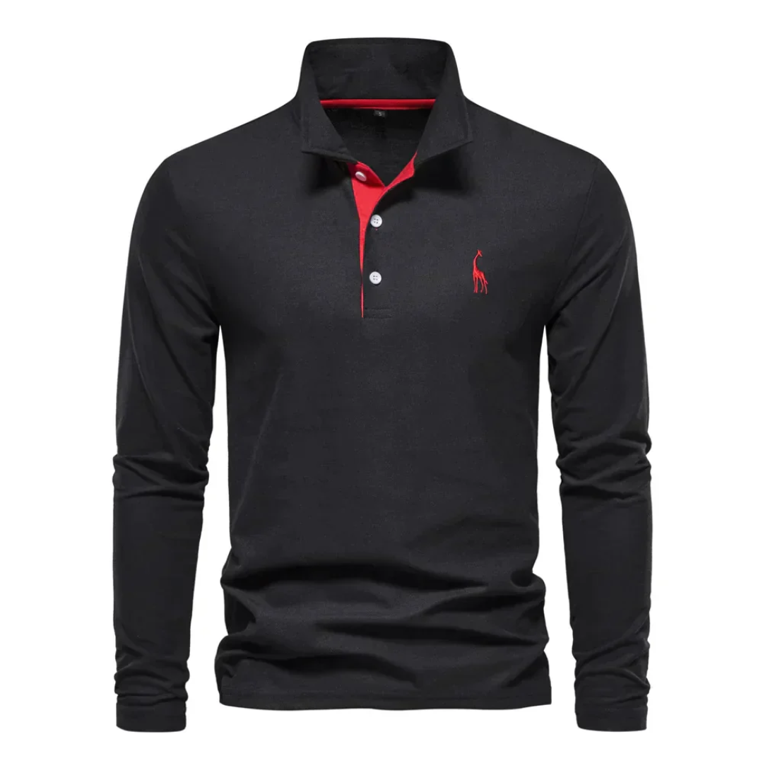 Langærmet slim fit poloshirt til mænd