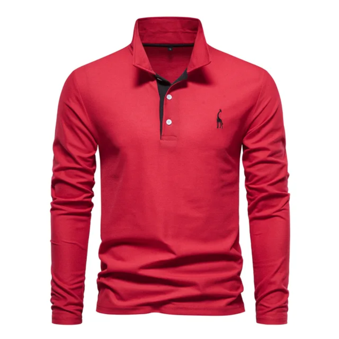 Langærmet slim fit poloshirt til mænd