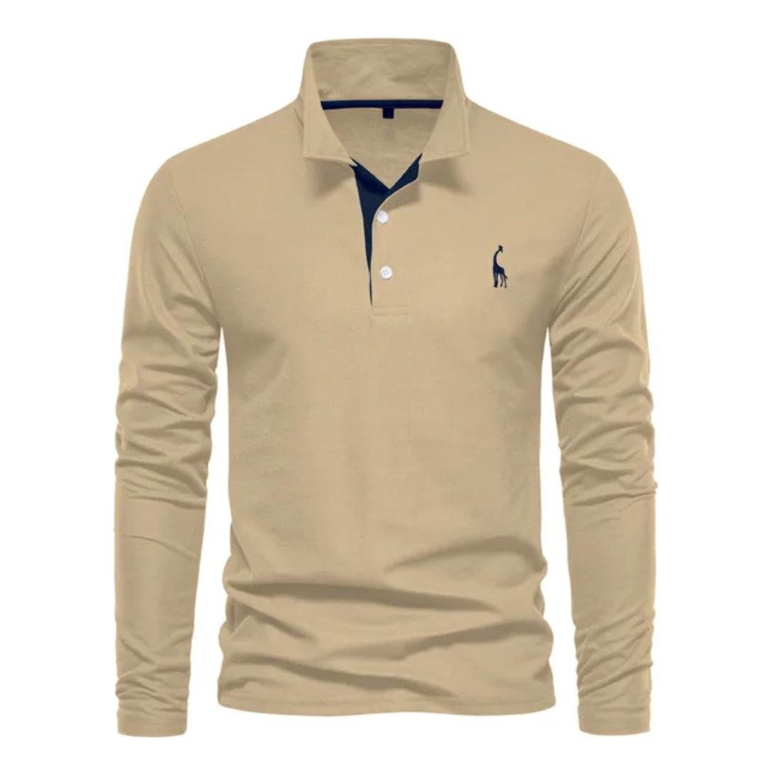 Langærmet slim fit poloshirt til mænd