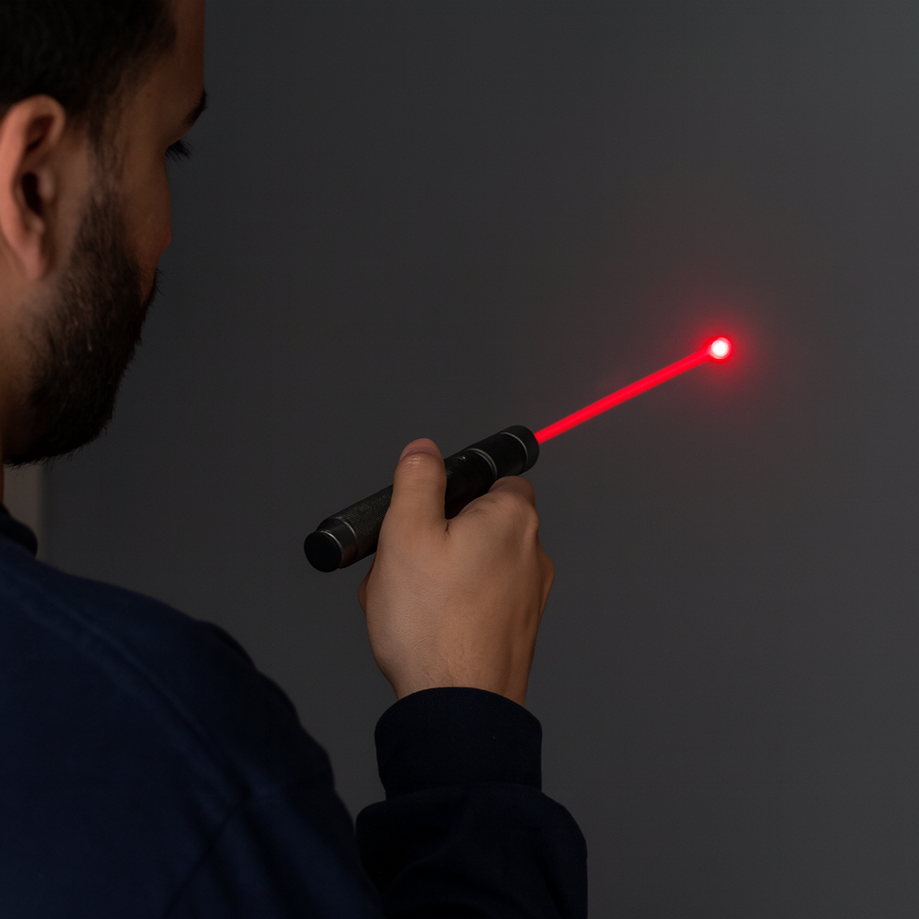 Langrækkende laserstråle-penlygte