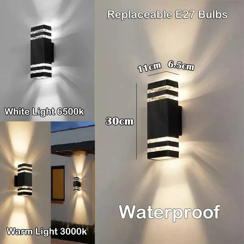 LED-udendørsvæglampe – Moderne IP65 Up & Down-design med E27-fatning