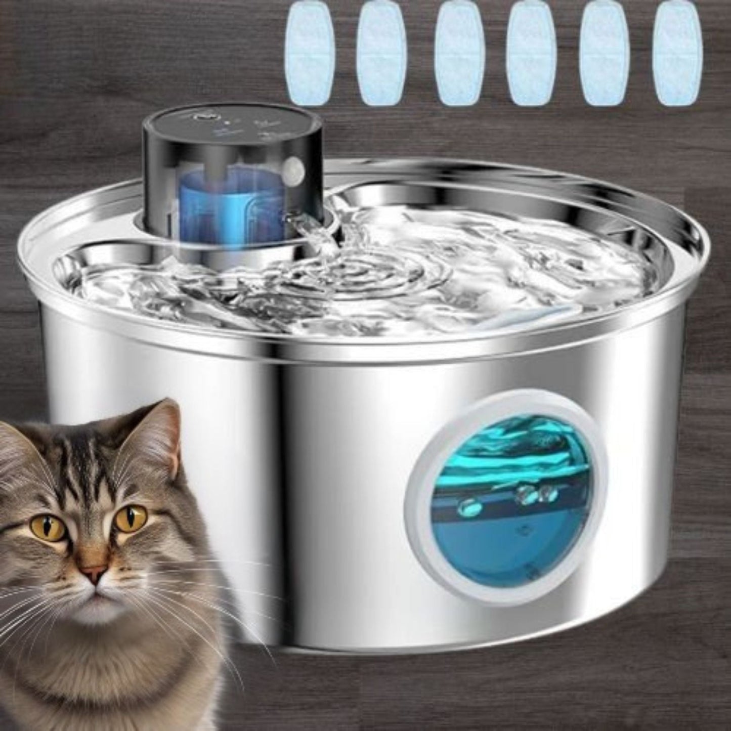 Ledningsfri vandfontæne til katte | batteridrevet hydrering