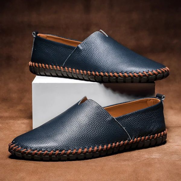 Loafers i imiteret læder til mænd - Slip-on-sko med moc toe
