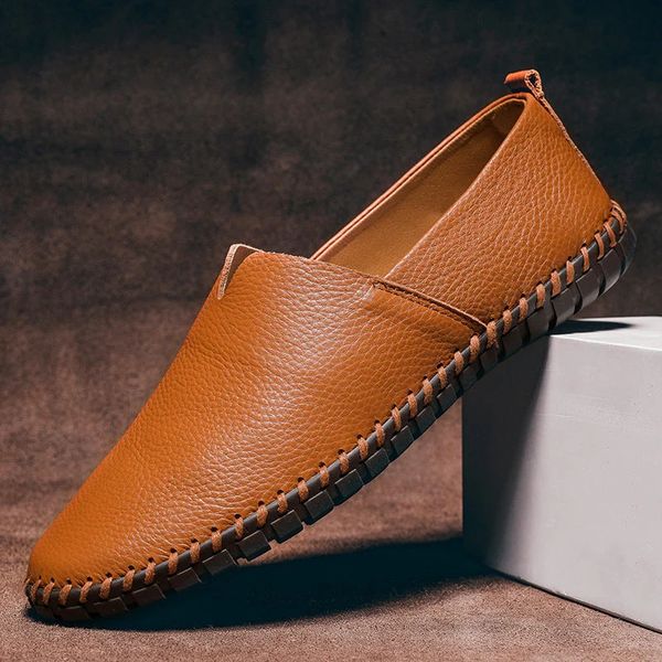 Loafers i imiteret læder til mænd - Slip-on-sko med moc toe