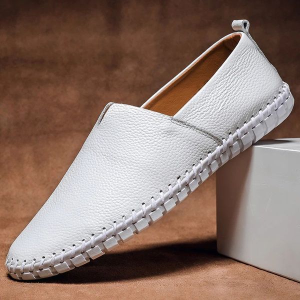 Loafers i imiteret læder til mænd - Slip-on-sko med moc toe