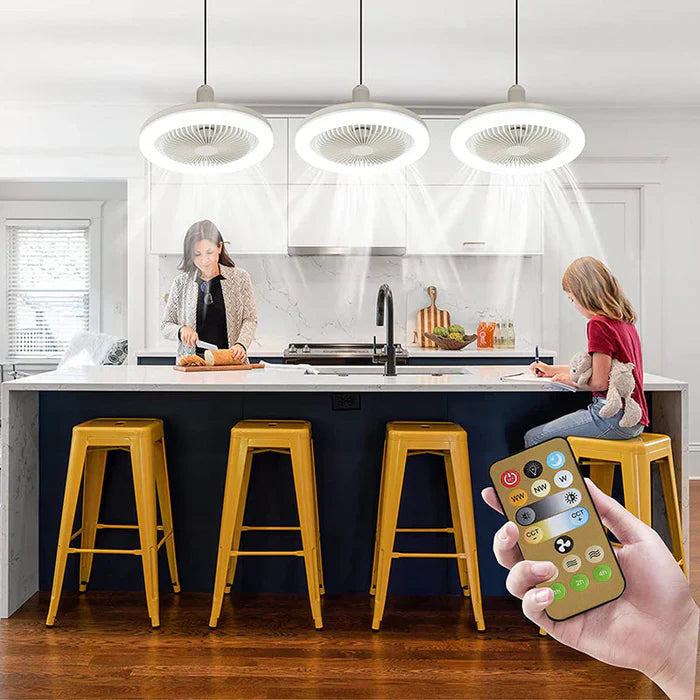 Loftsventilator med LED-belysning og fjernbetjening