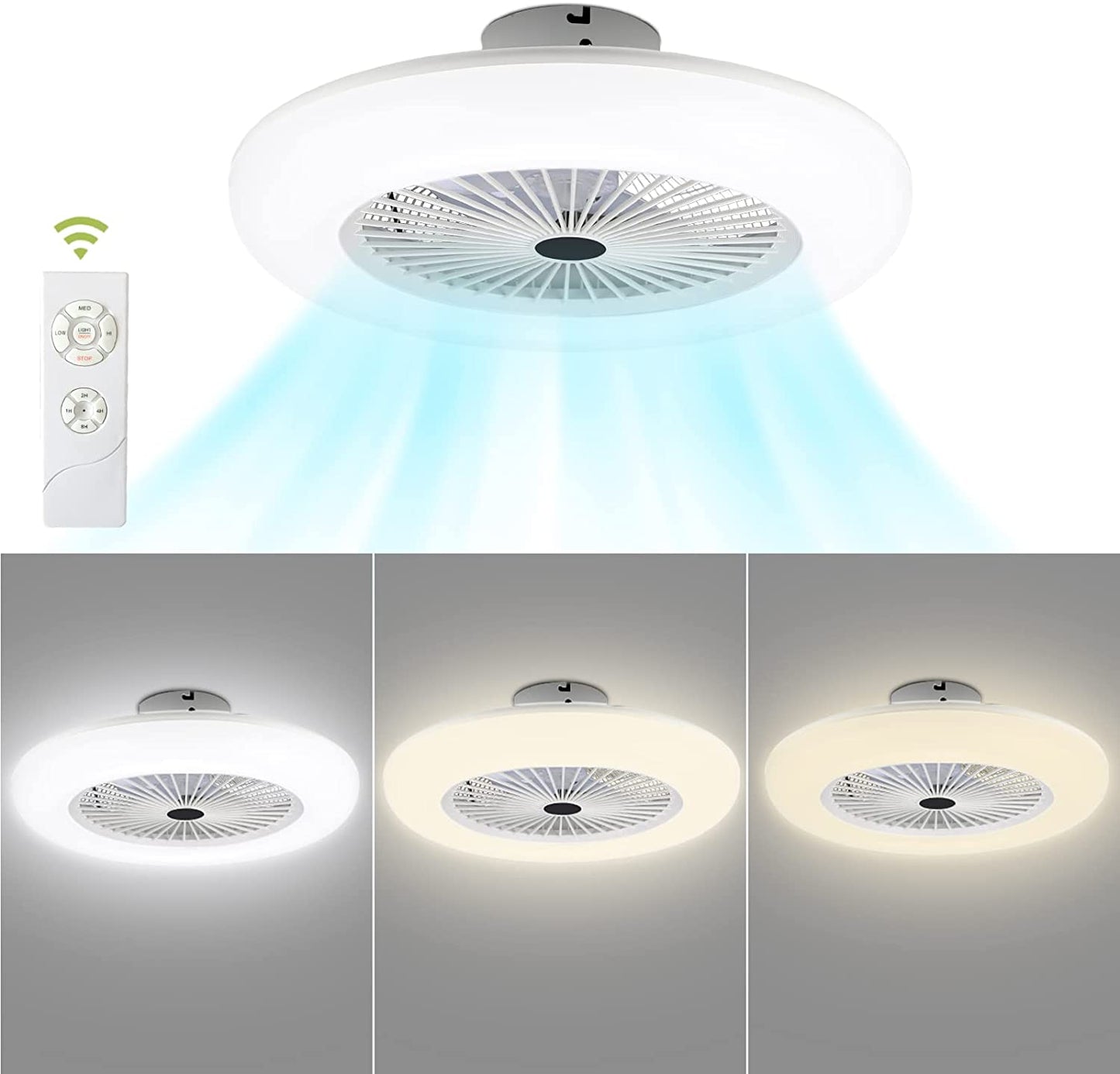 Loftventilator med belysning 80W med fjernbetjening