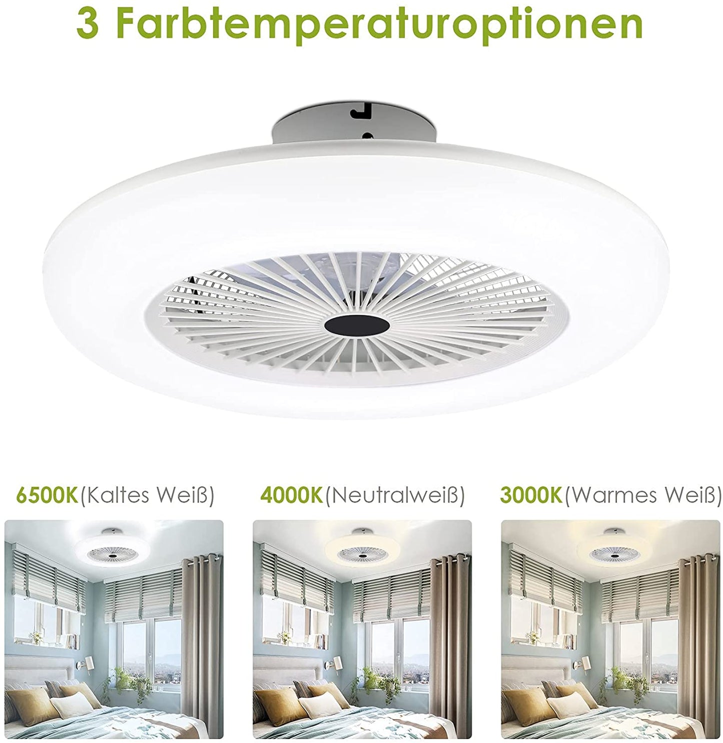Loftventilator med belysning 80W med fjernbetjening