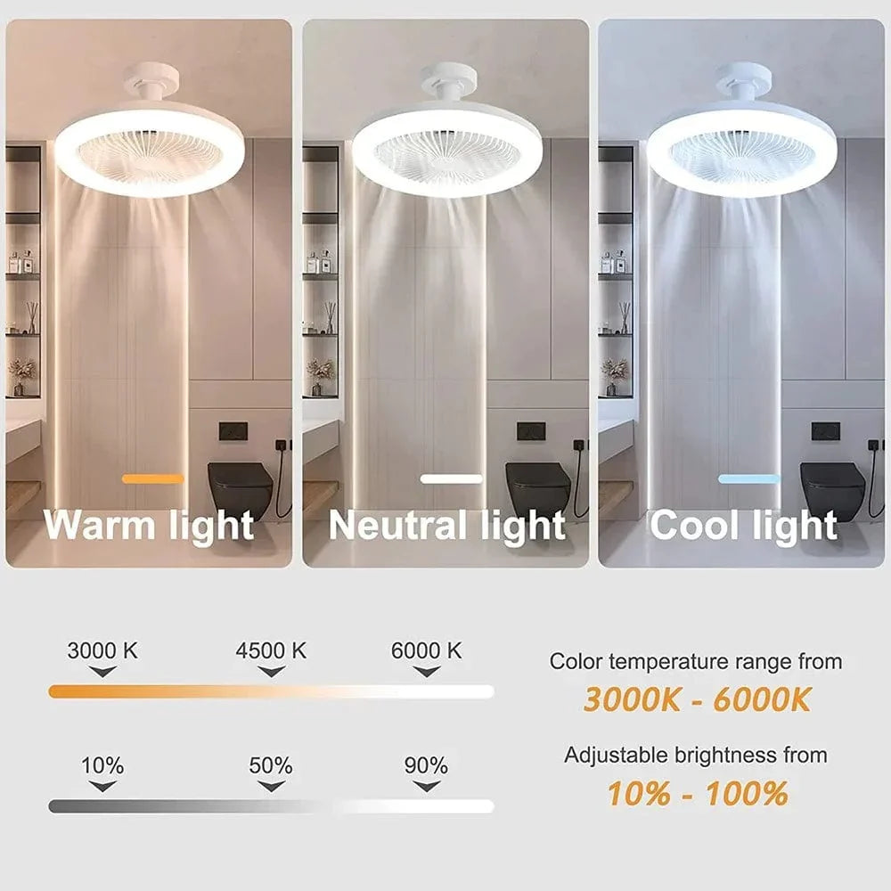 Loftventilator med LED-lampe E27 til stue og soveværelse