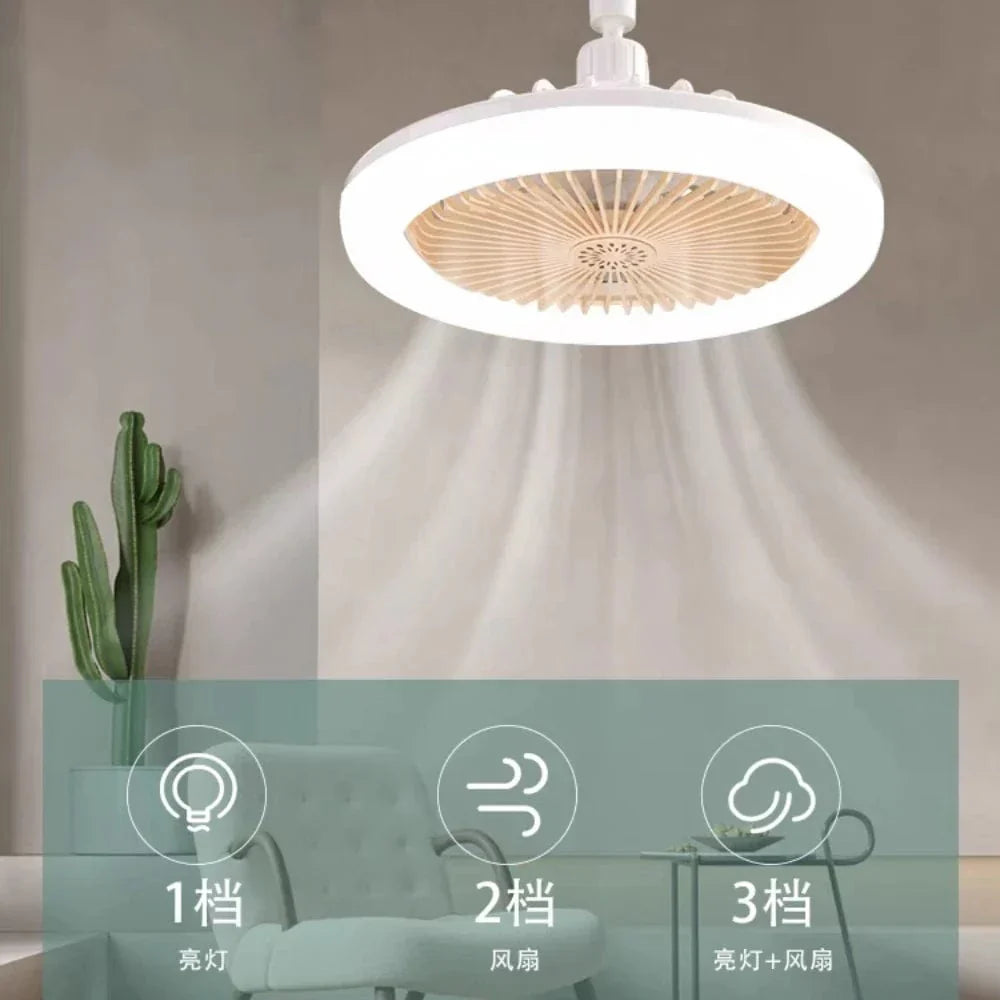 Loftventilator med LED-lampe E27 til stue og soveværelse