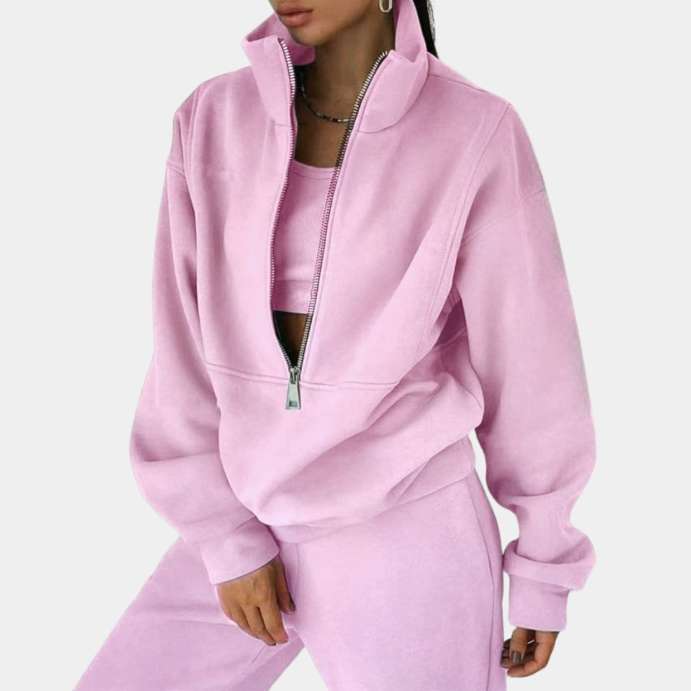 Loungesæt til damer med zip-up sweatshirt