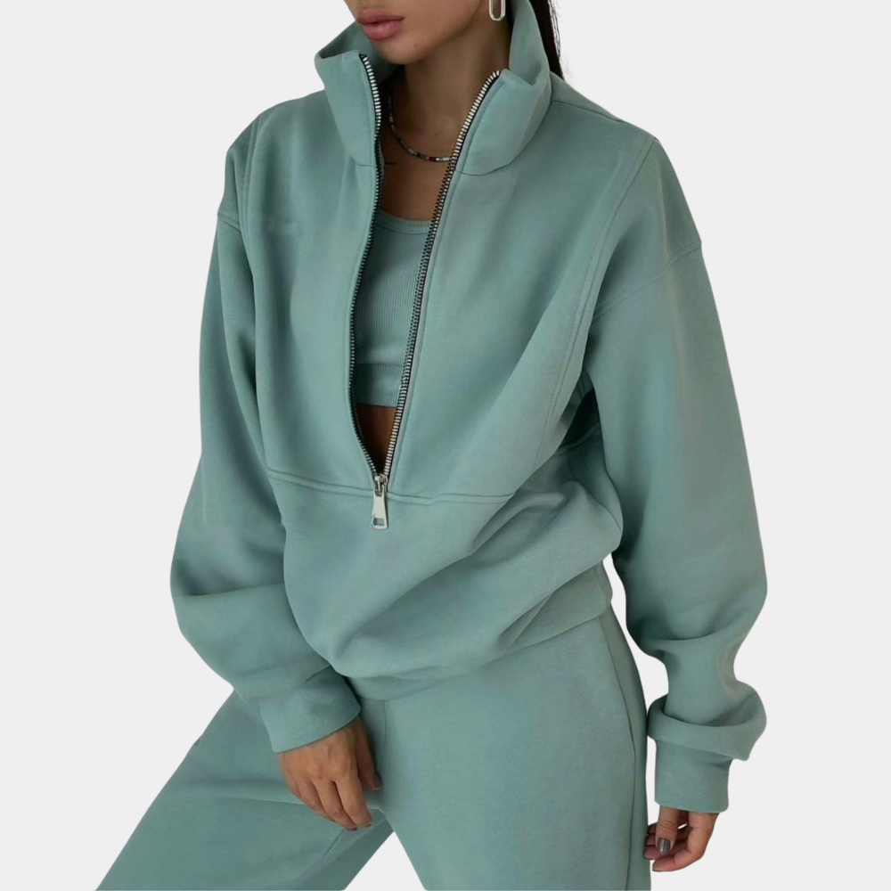 Loungesæt til damer med zip-up sweatshirt