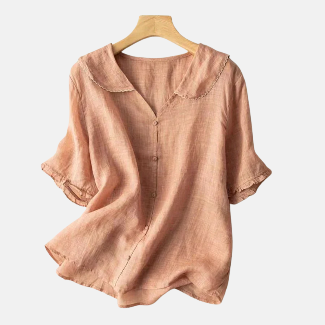 Luftig vintage bluse med dukkekrave til damer
