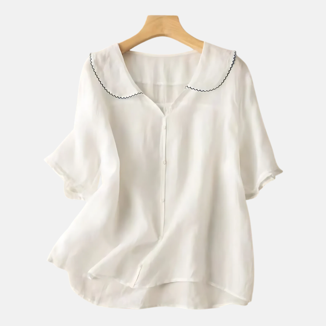 Luftig vintage bluse med dukkekrave til damer