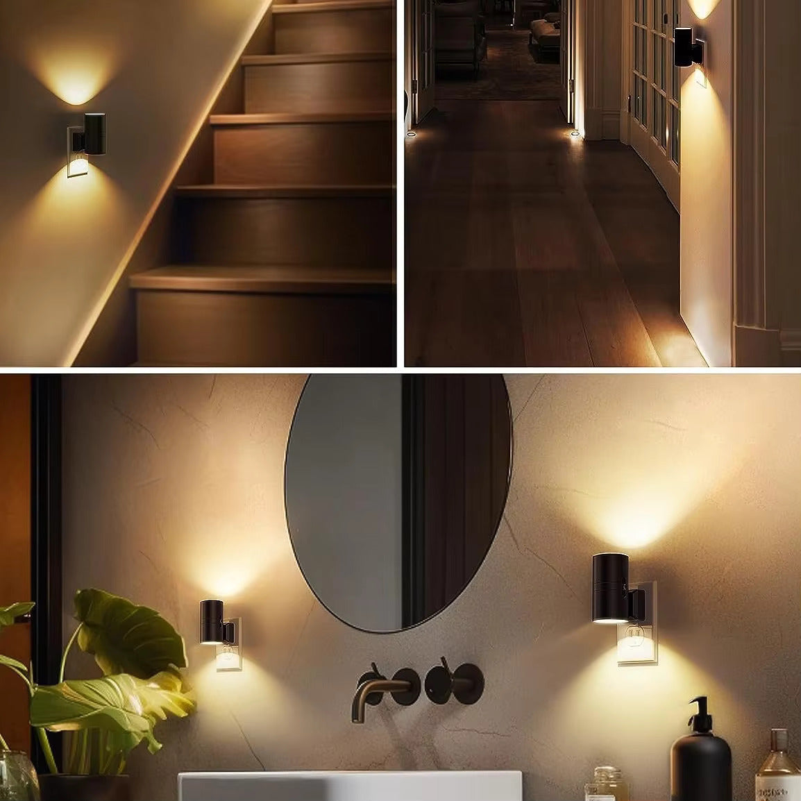 Luksuriøs plug-in stemningsnatlampe – Dæmpbar LED-væglampe med sensor (3000K varm glød)