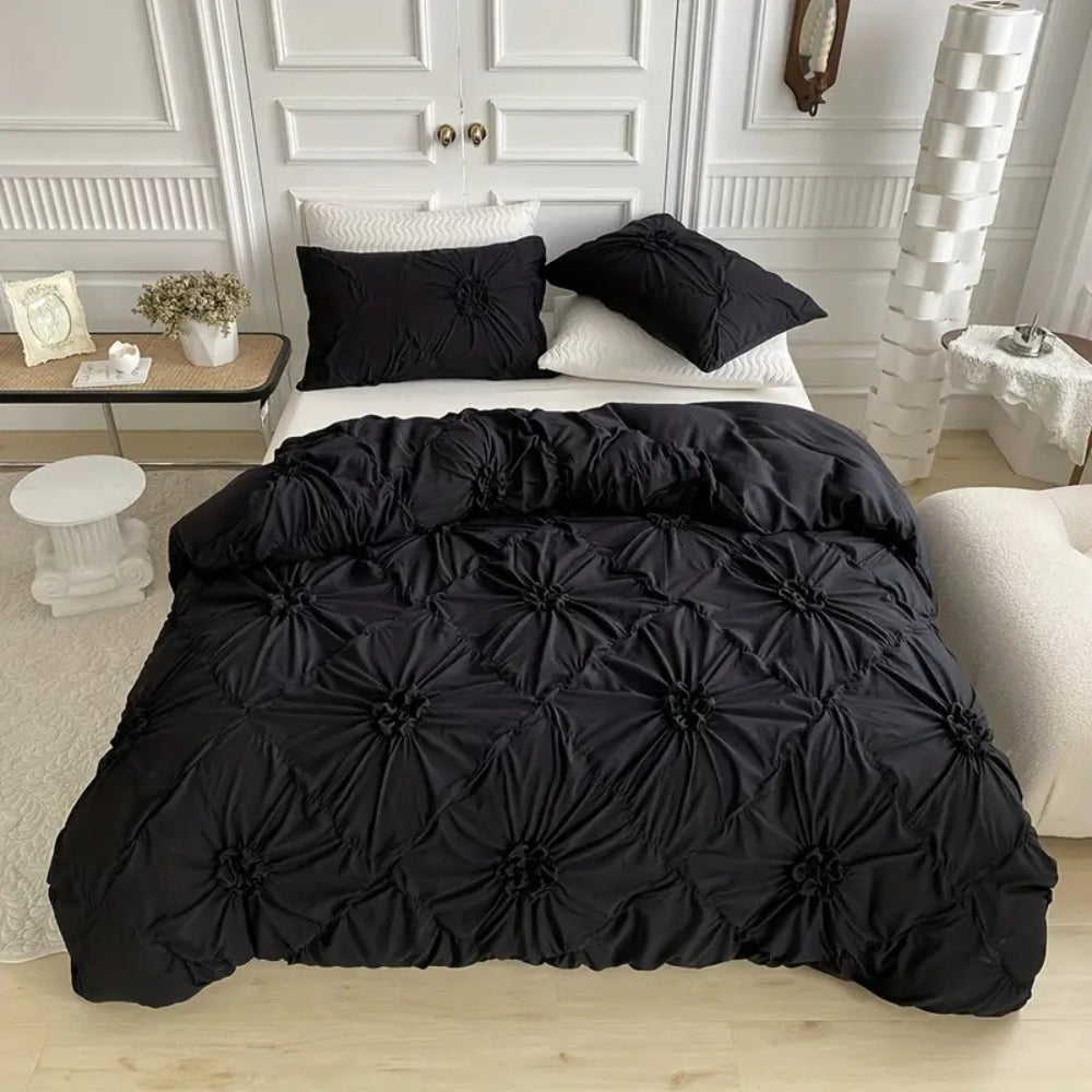 Luksuriøst dynebetræksæt med pinch pleat-design