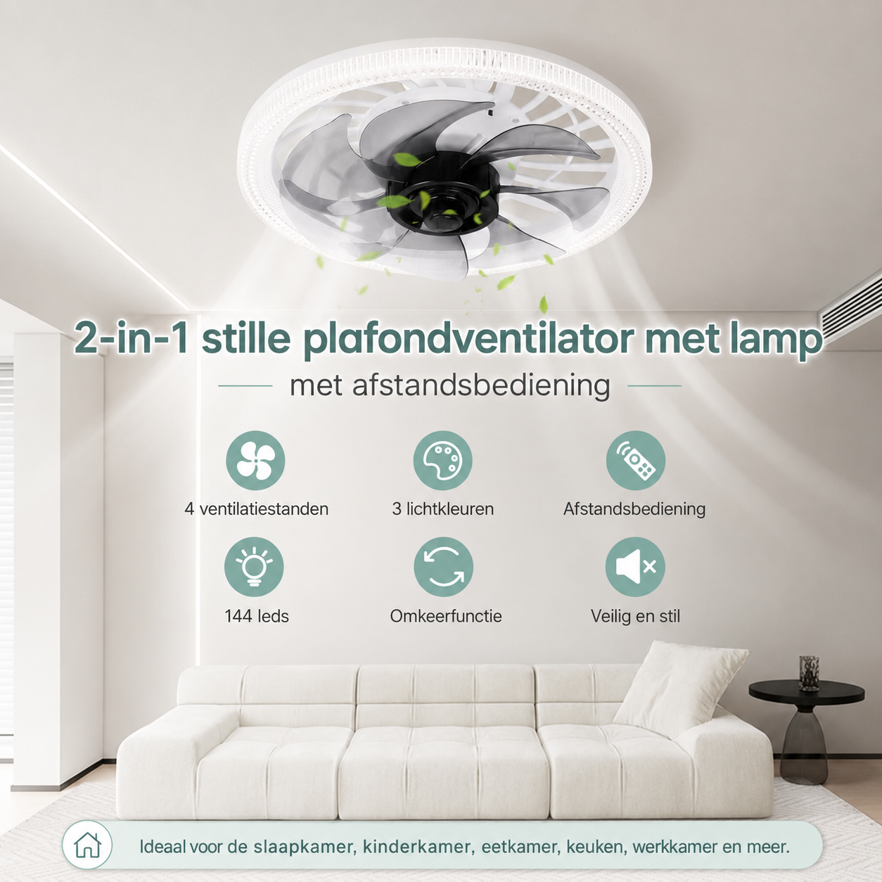 Luksusventilator med lampe