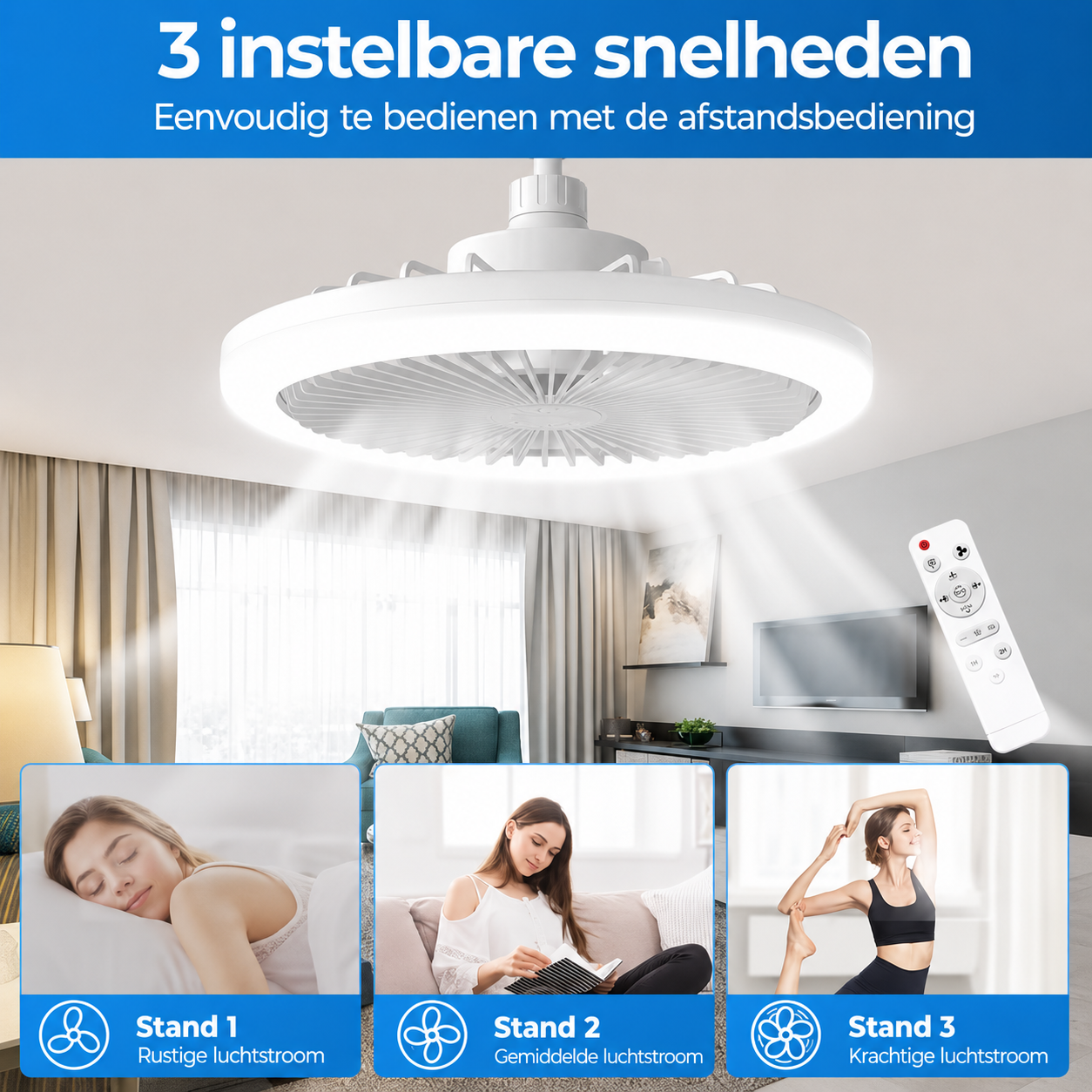 Luksusventilator med lampe