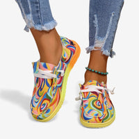 Mønstrede damesneakers med flad sål