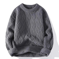 Mønstret herresweater med rund hals
