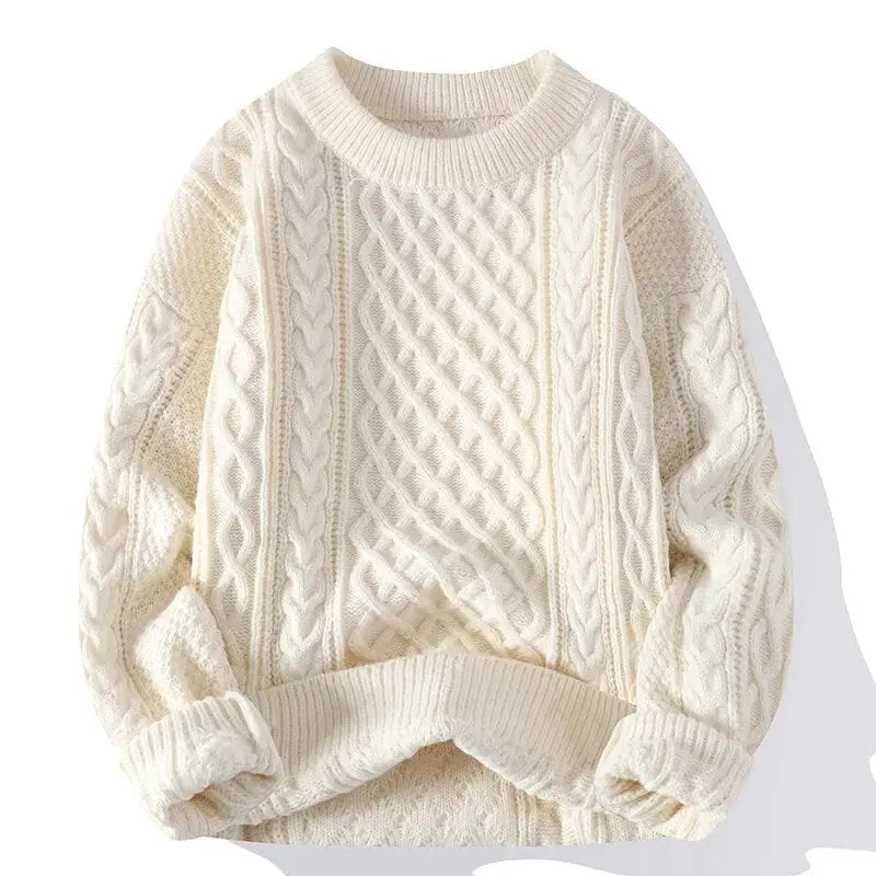 Mønstret herresweater med rund hals