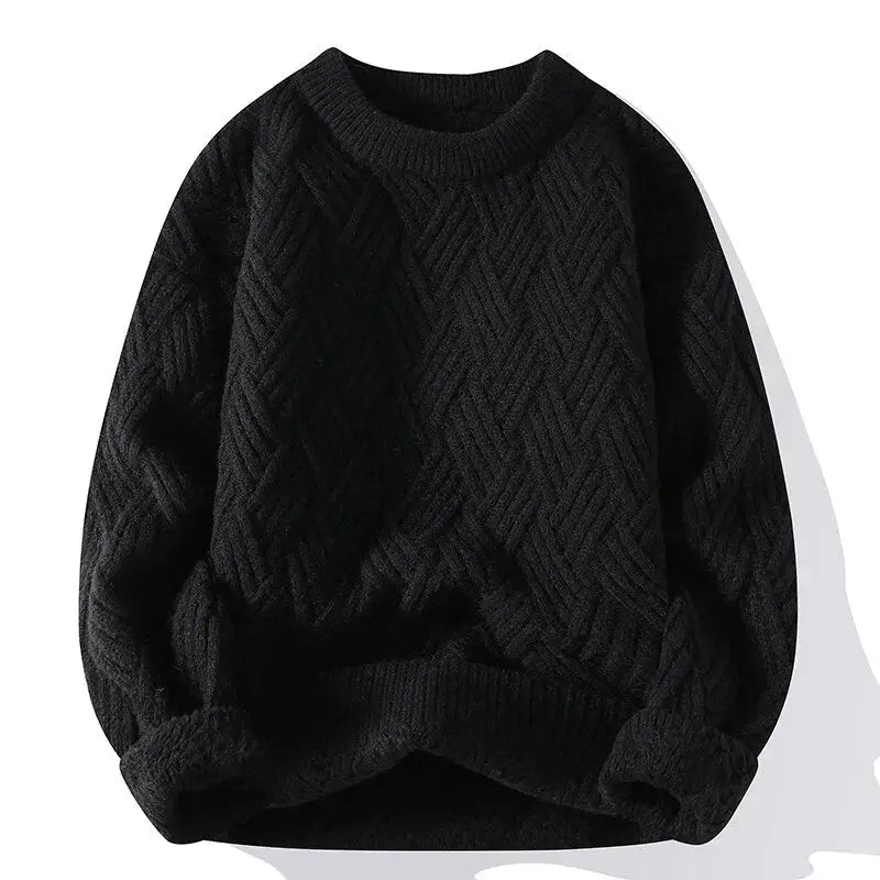 Mønstret herresweater med rund hals